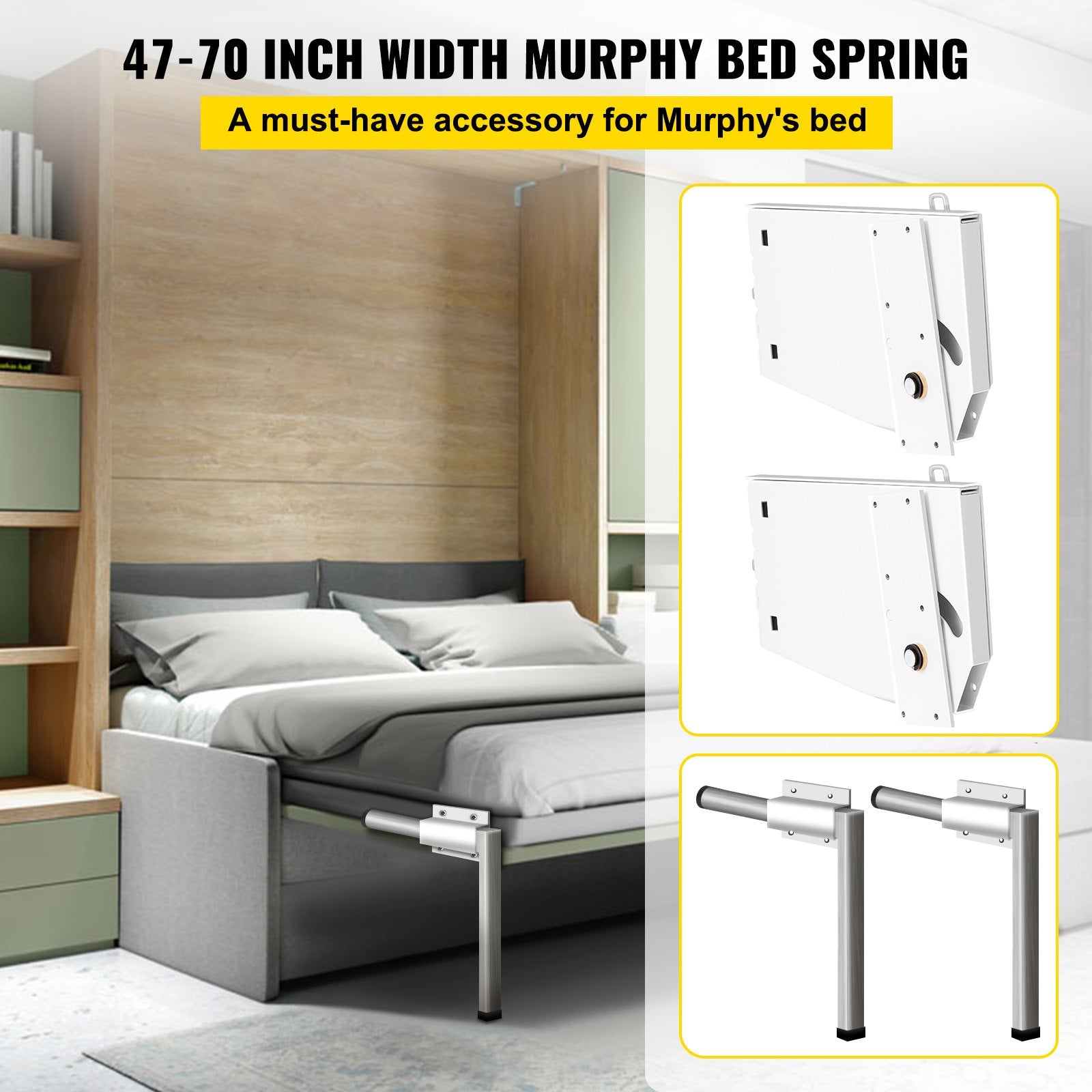 Murphy Wall Bed Spring Mechanism Vertical Heavy Duty Kit White