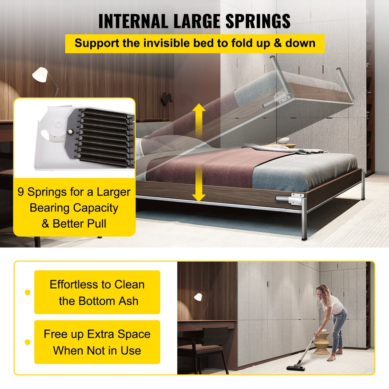 Murphy Wall Bed Spring Mechanism Vertical Heavy Duty Kit White