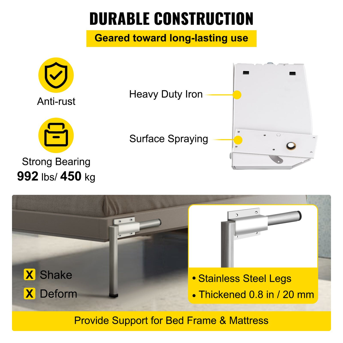 Murphy Wall Bed Spring Mechanism Vertical Heavy Duty Kit White