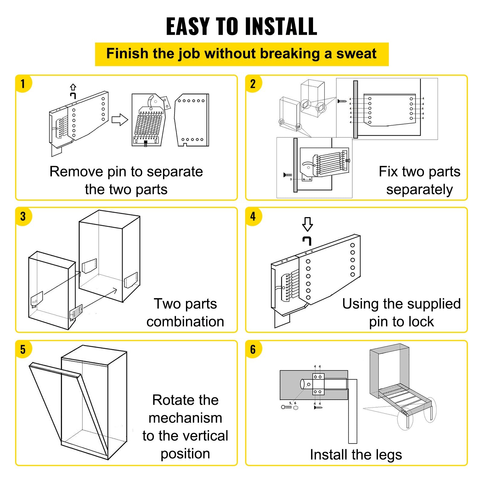 Murphy Wall Bed Spring Mechanism Vertical Heavy Duty Kit White