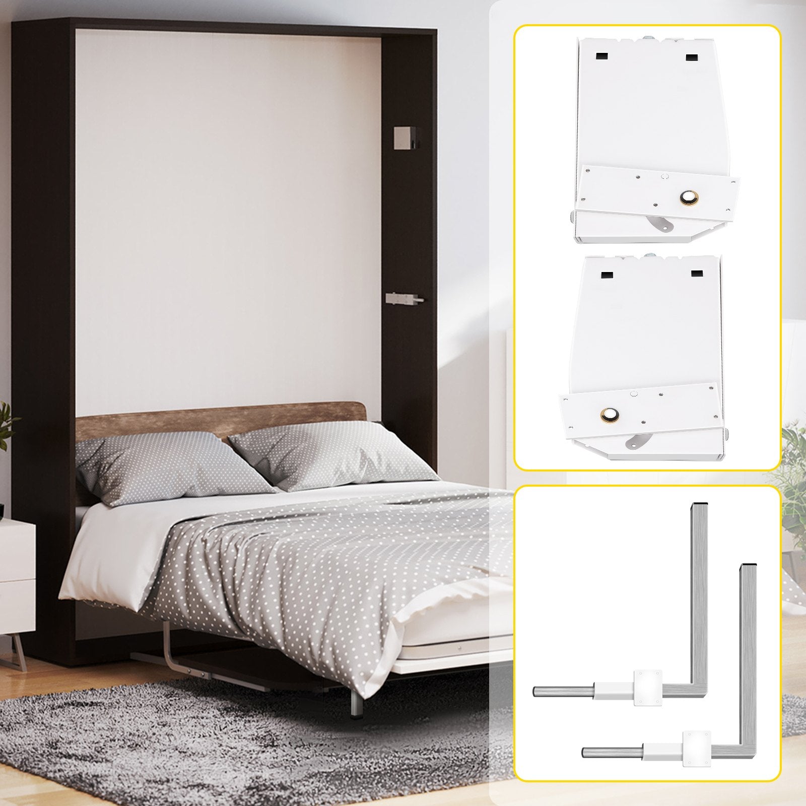 Murphy Wall Bed Spring Mechanism Vertical Heavy Duty Kit White