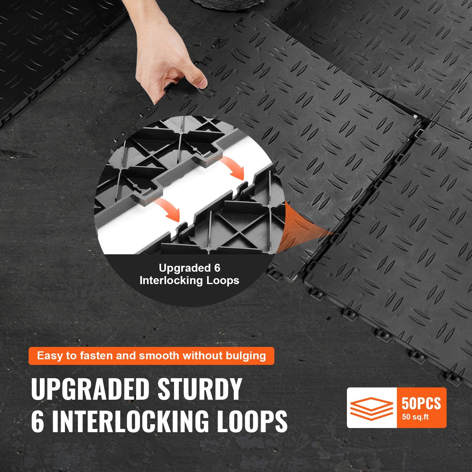 Garage Tiles Interlocking Non-Slip Floor Covering 50 Pack 12x12x0.53 Inch
