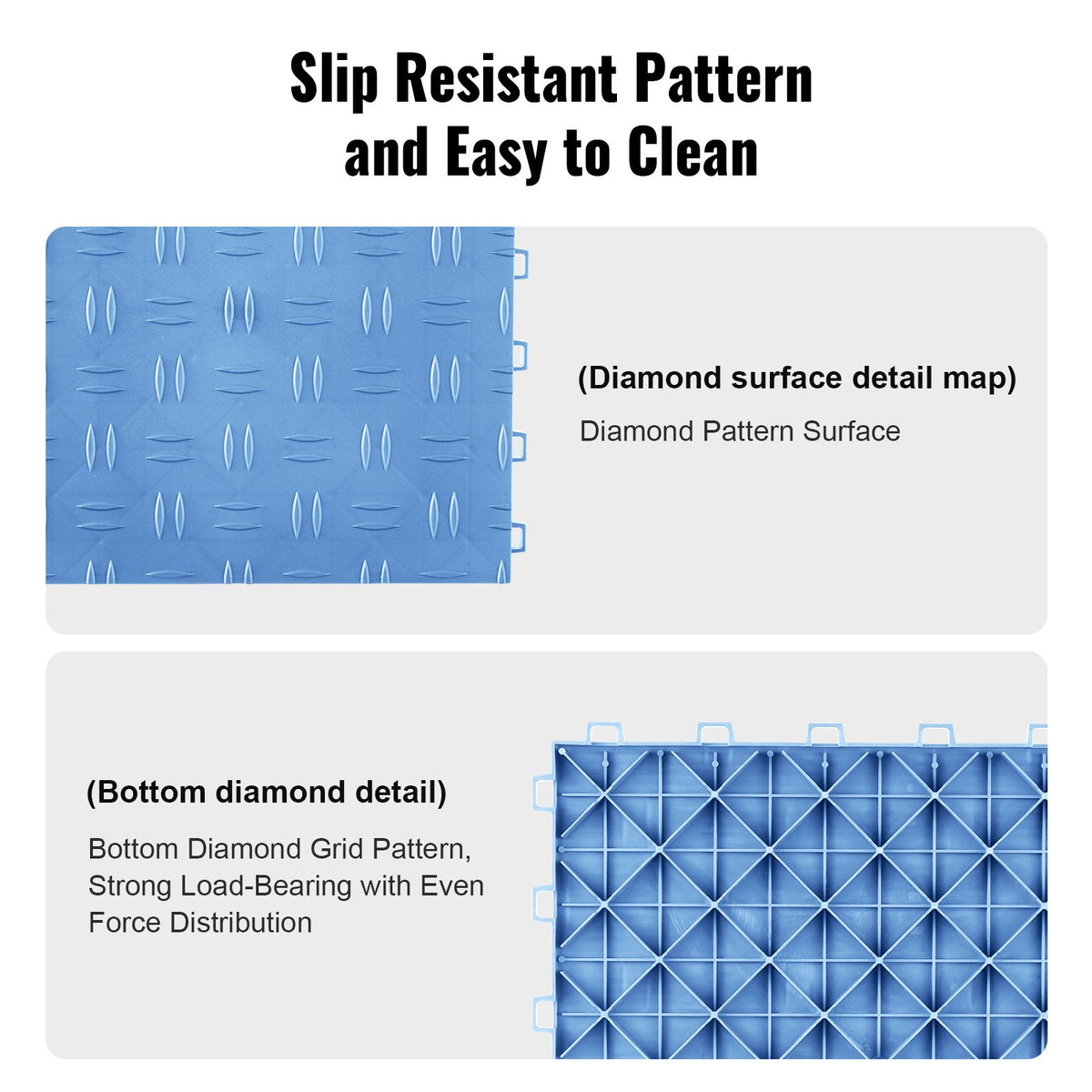 Garage Tiles Interlocking 12 x 12 x 0.53 in 50-Pack NonSlip Blue Garage Flooring