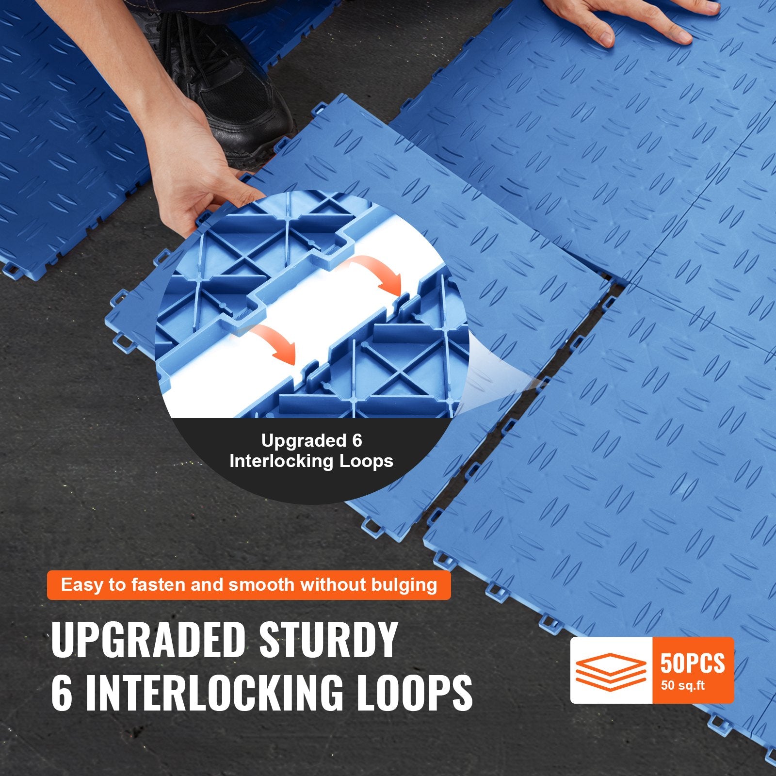 Garage Tiles Interlocking 12 x 12 x 0.53 in 50-Pack NonSlip Blue Garage Flooring