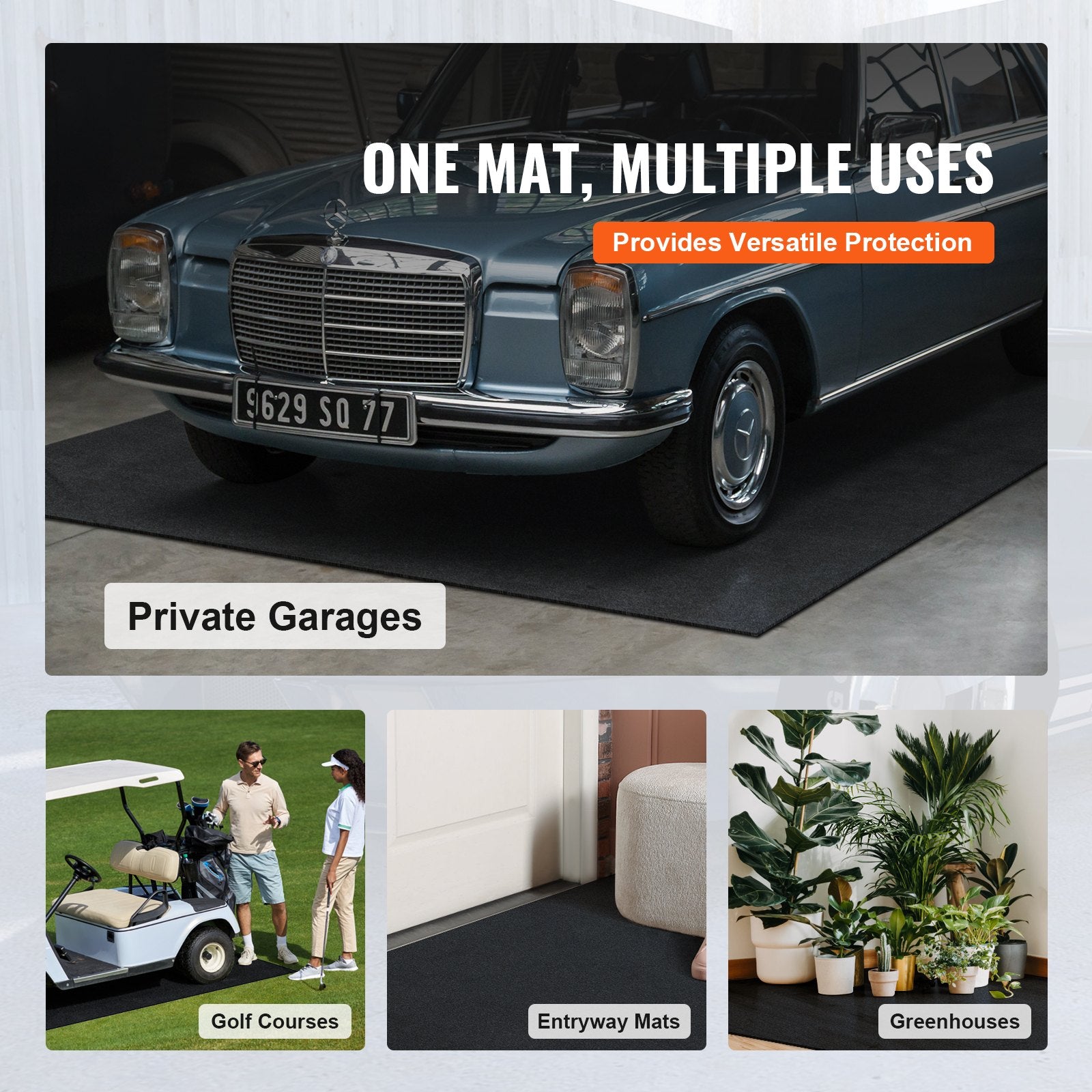 Garage Floor Mat Waterproof Heavy Duty Containment Mat 1.49x1.8M