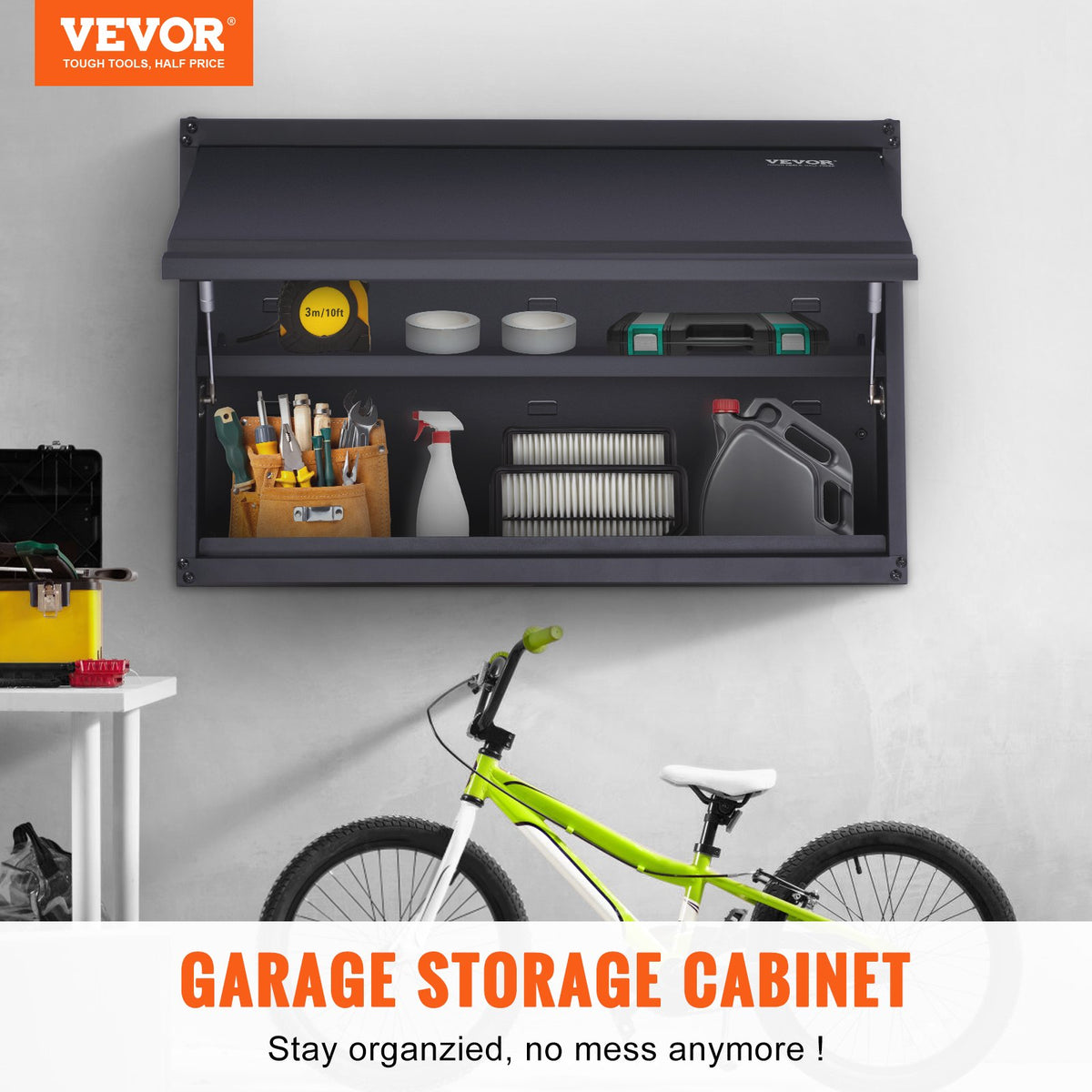 Storage Cabinet Wall-Mounted Metal with Adjustable Shelf 54kg per Shelf