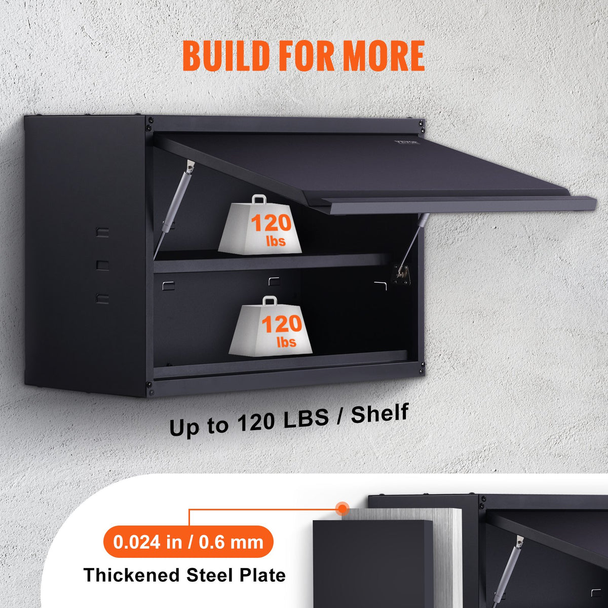 Storage Cabinet Wall-Mounted Metal with Adjustable Shelf 54kg per Shelf