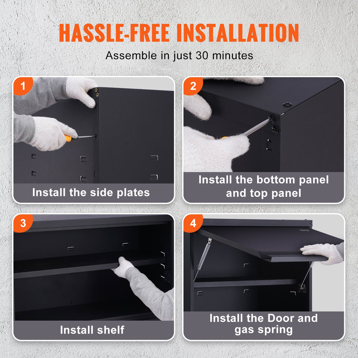 Storage Cabinet Wall-Mounted Metal with Adjustable Shelf 54kg per Shelf