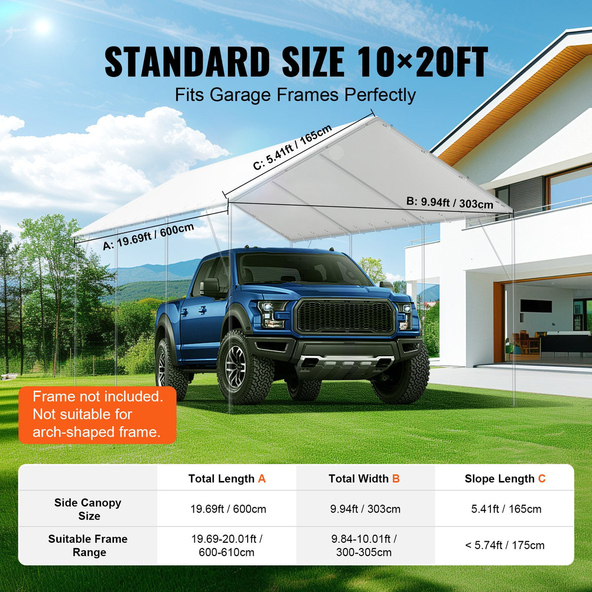 6x3m Carport Replacement Canopy Cover Waterproof UV Top Tarp White