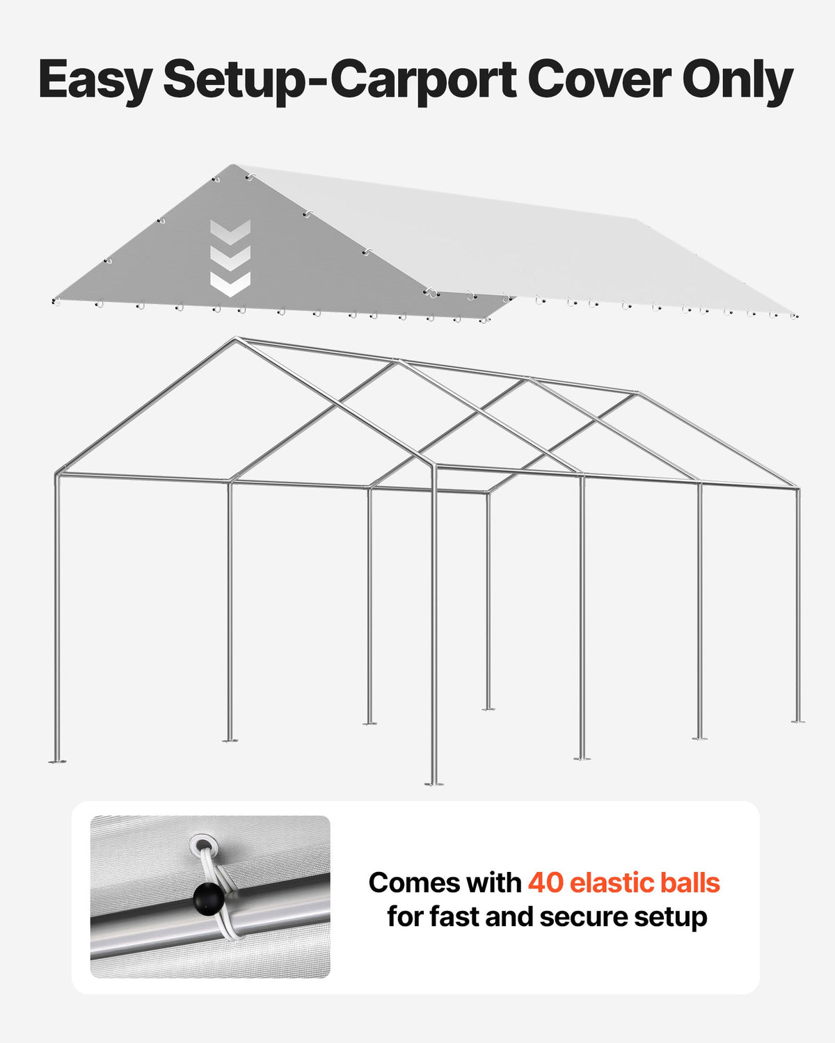 Carport Replacement Canopy 6x3m UV-Resistant Waterproof Heavy Duty Cover Grey