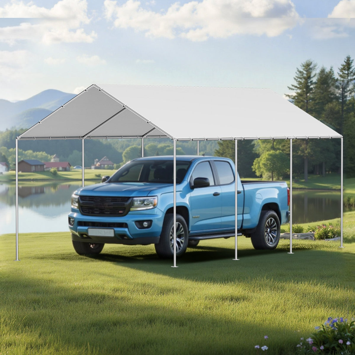 Carport Replacement Canopy 6x3m UV-Resistant Waterproof Heavy Duty Cover Grey