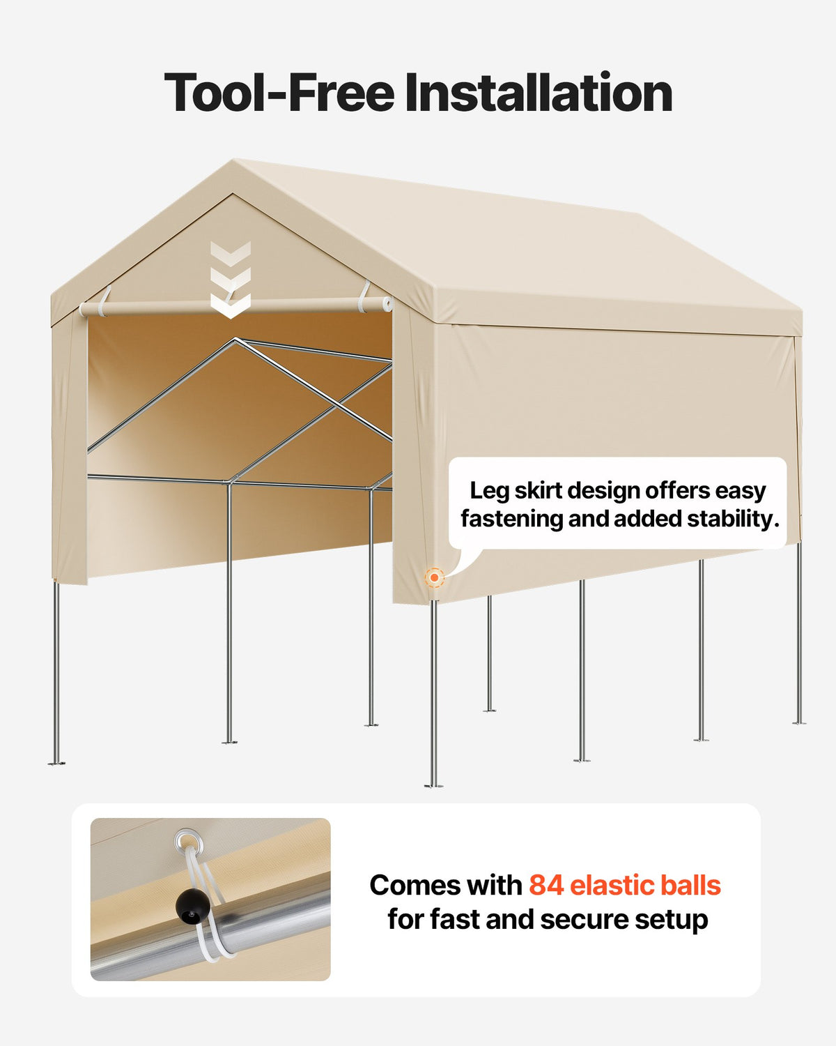 Carport Replacement Canopy 6x3m Garage Tent Top Tarp Sidewalls Waterproof Beige