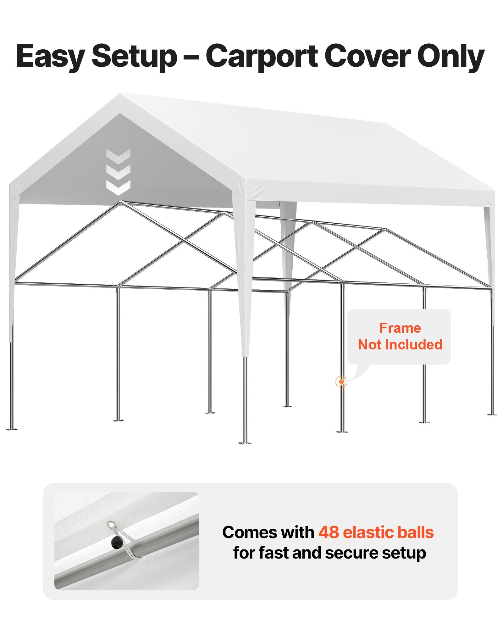 6 x 3.6 m Carport Replacement Canopy White UV-Resistant Waterproof Tarp