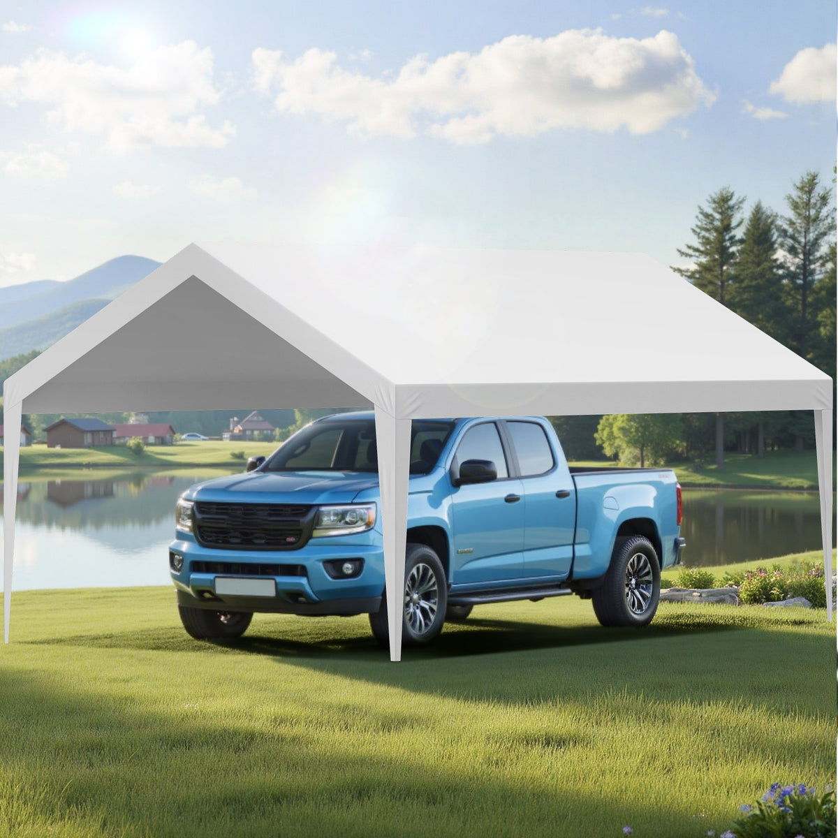 6 x 3.6 m Carport Replacement Canopy White UV-Resistant Waterproof Tarp