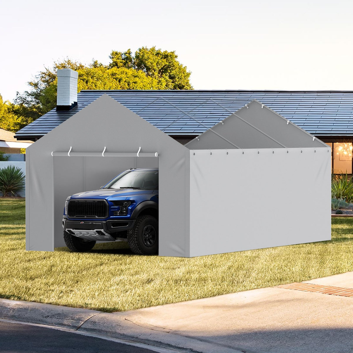 Carport Replacement Canopy Cover Side Wall 6x3.6m Waterproof UV Protected Grey