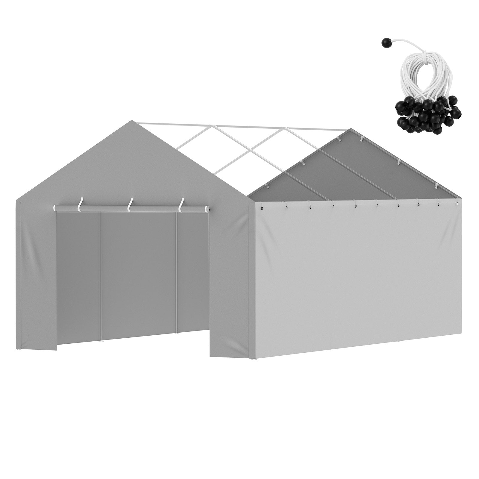 Carport Replacement Canopy Cover Side Wall 6x3.6m Waterproof UV Protected Grey