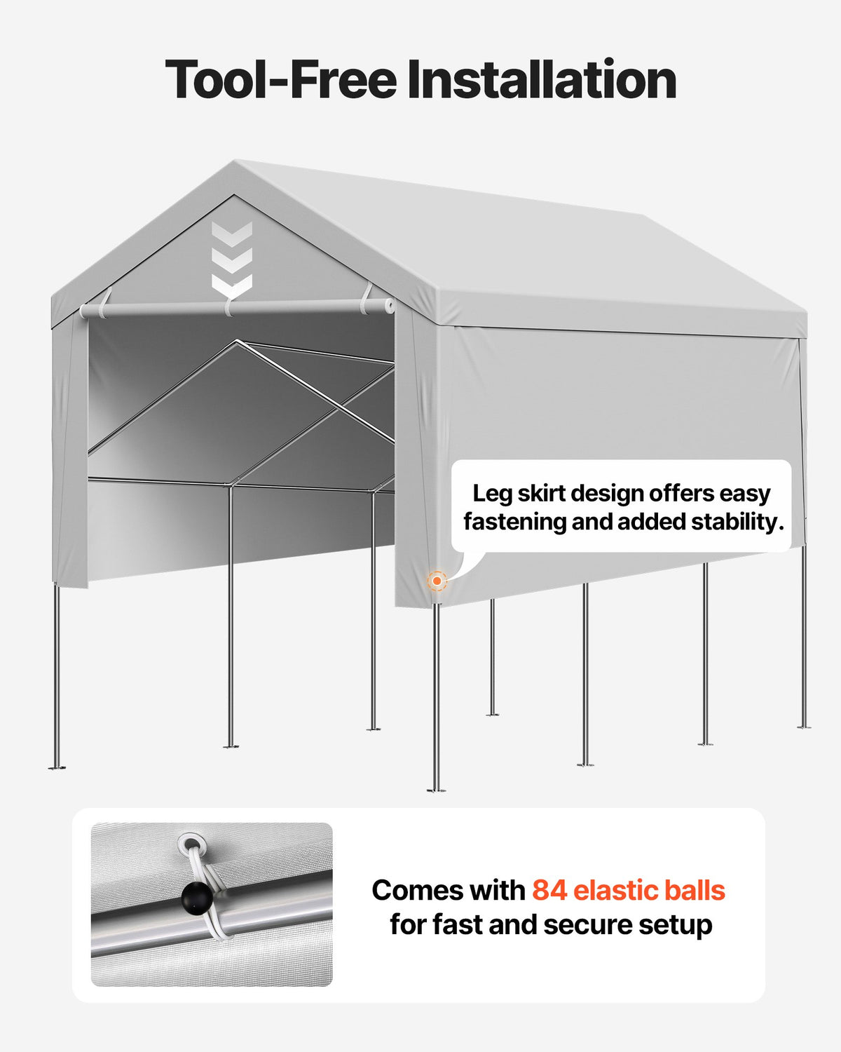Carport Replacement Canopy 6x3.6m Garage Tent Top Tarp Sidewalls Waterproof Grey