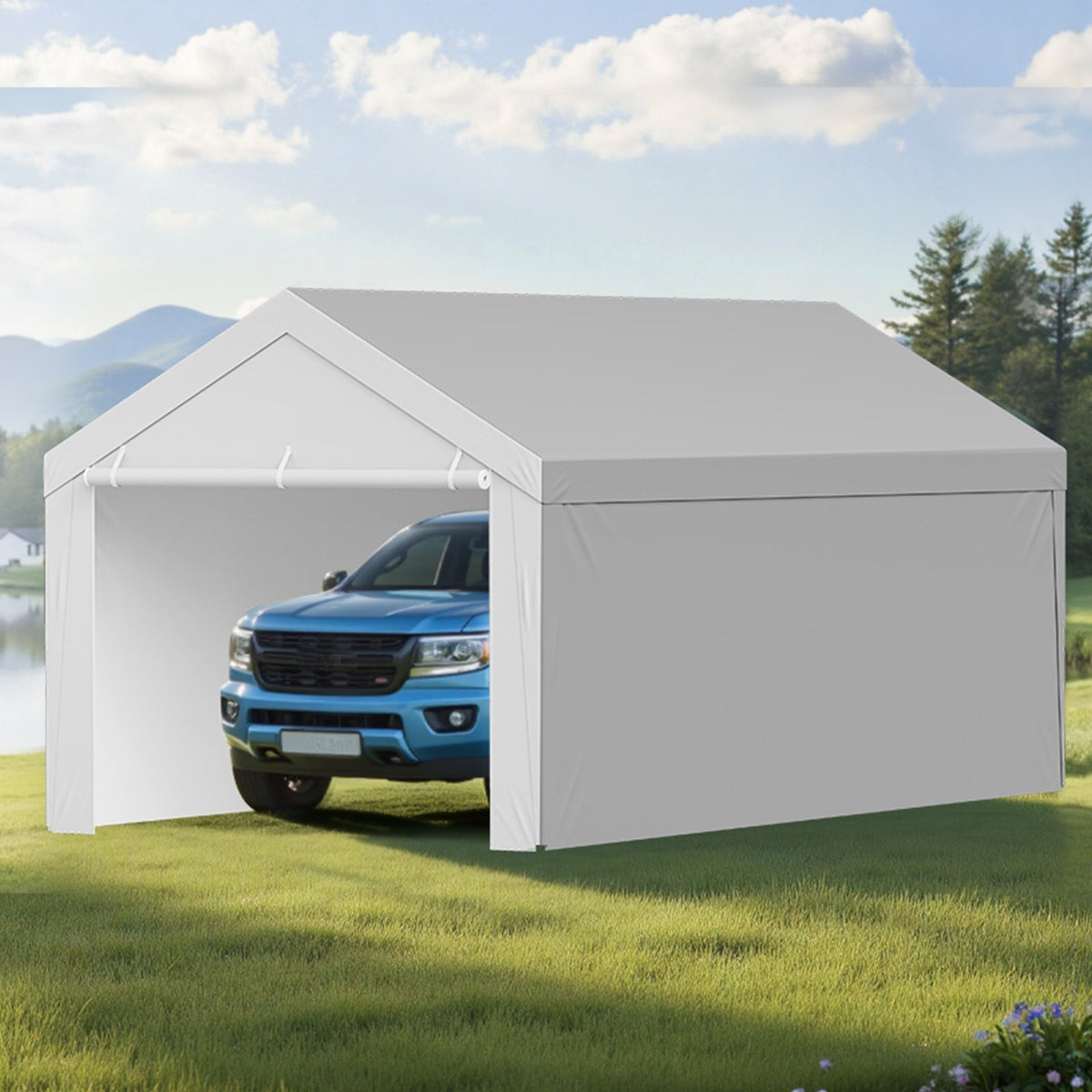 Carport Replacement Canopy 6x3.6m Garage Tent Top Tarp Sidewalls Waterproof Grey