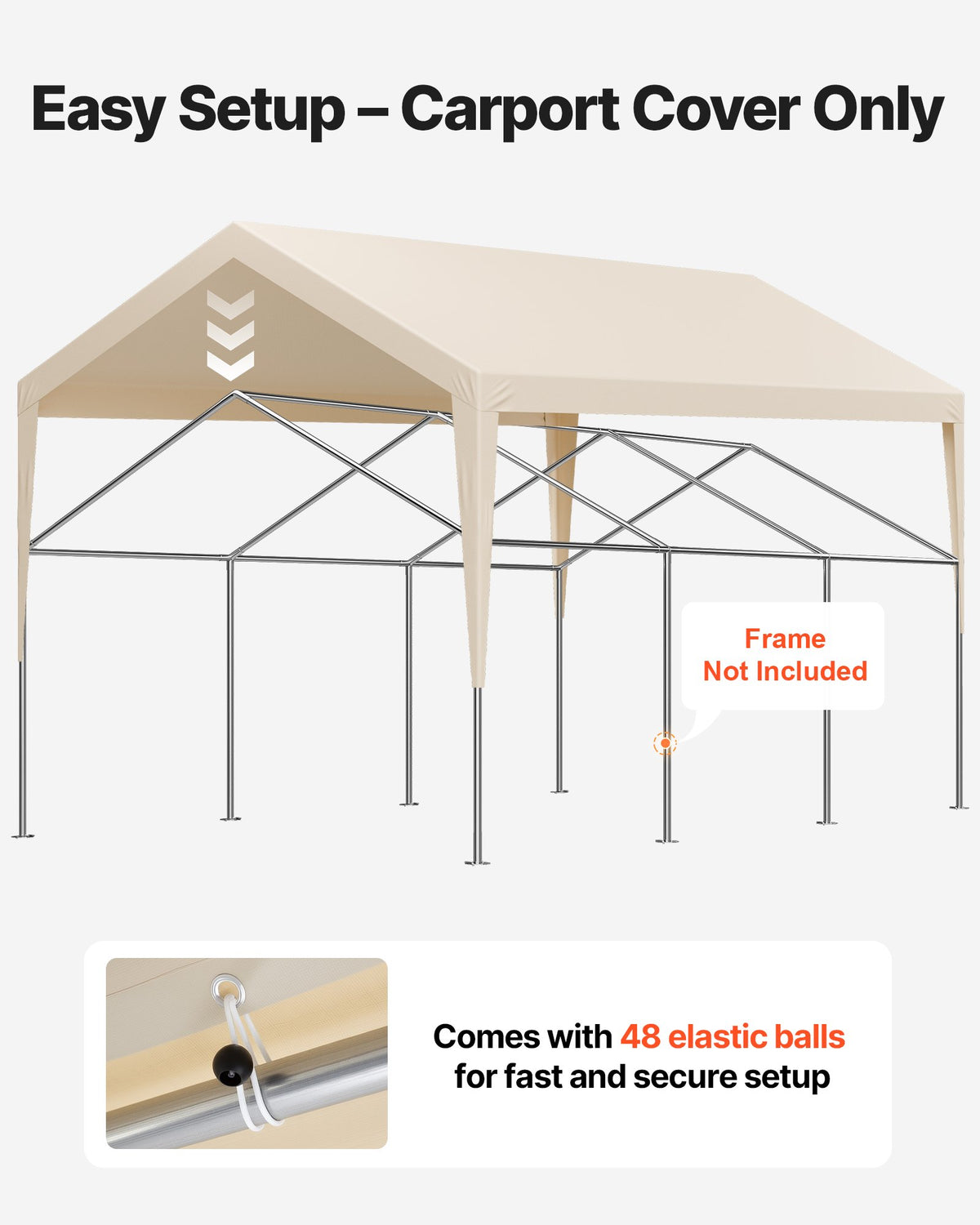 6 x 3.6 m Carport Replacement Canopy, UV-Resistant Waterproof Heavy Duty Tarp