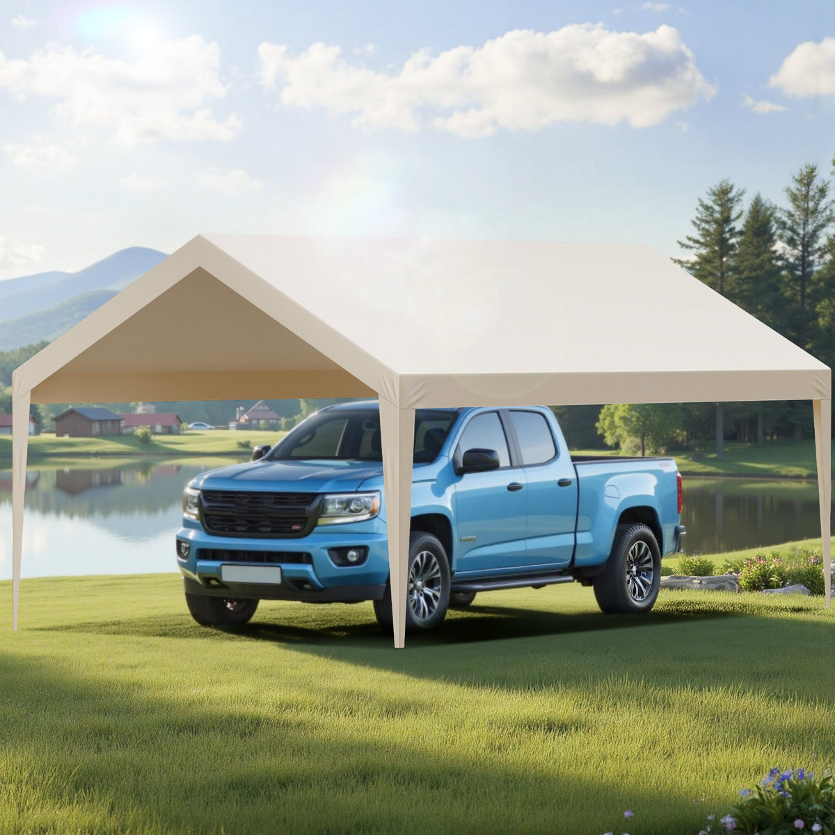 6 x 3.6 m Carport Replacement Canopy, UV-Resistant Waterproof Heavy Duty Tarp
