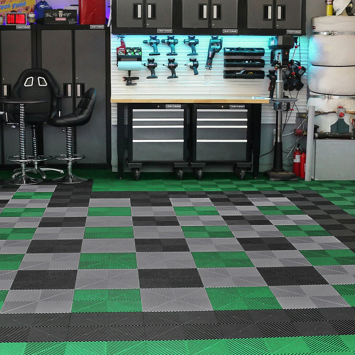 Interlocking Drainage Mat 31x31cm 24Pcs Non-Slip PP Floor Tile Garage Garden