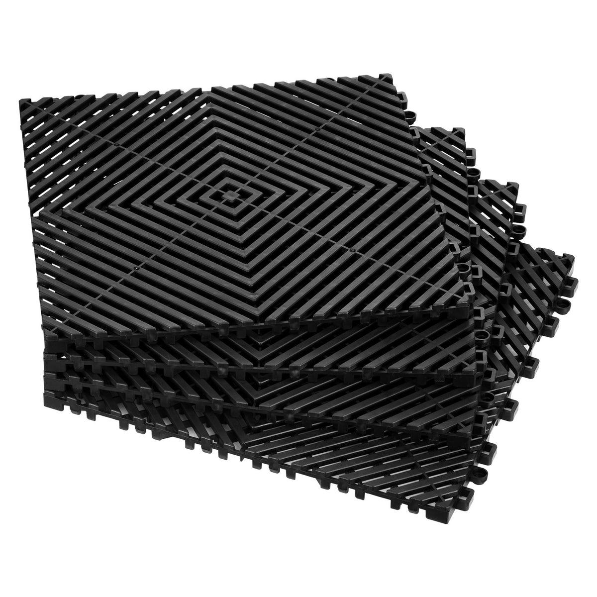 Interlocking Drainage Mat 31x31cm 24Pcs Non-Slip PP Floor Tile Garage Garden