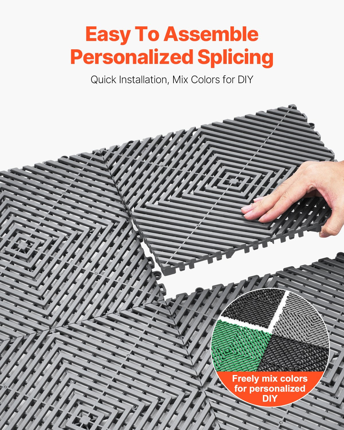 Interlocking Drainage Mat 31x31cm 40Pcs Non-Slip PP Tile Garage Garden Kitchen