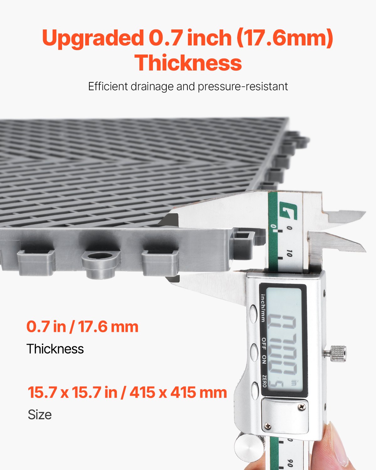 Interlocking Drainage Mat 41.5x41.5cm 24Pcs Non-Slip PP Floor Tile for Outdoor
