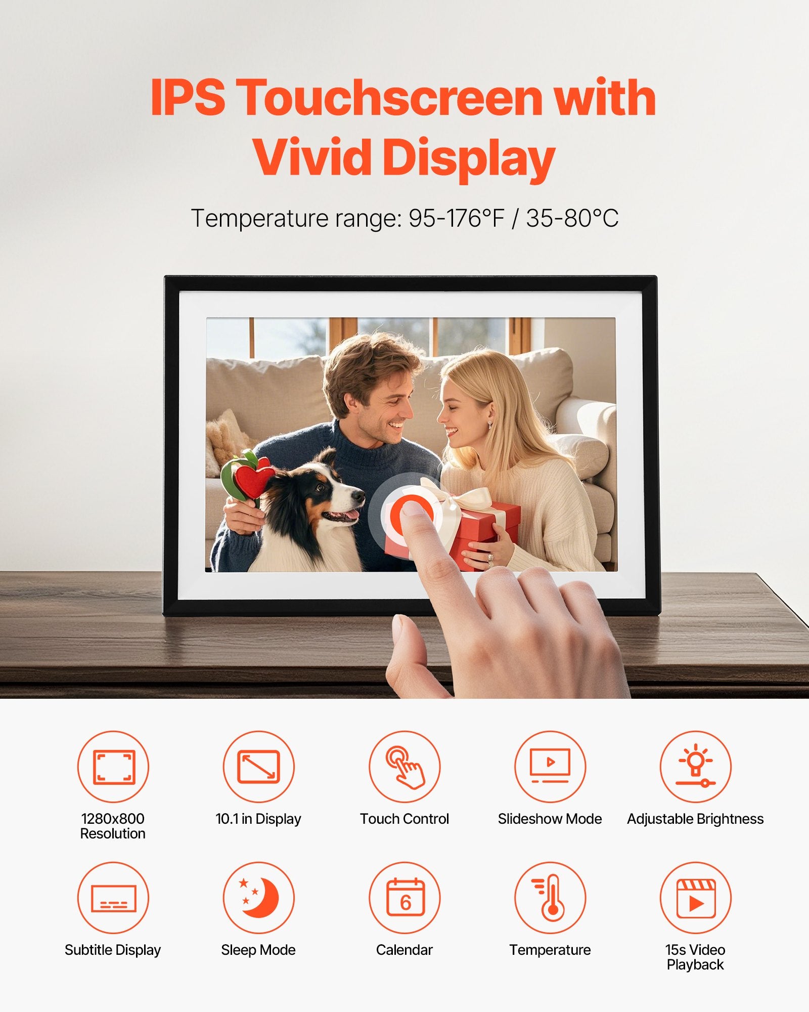 10.1" Digital Picture Frame 1280x800 Touch Screen 32GB WiFi