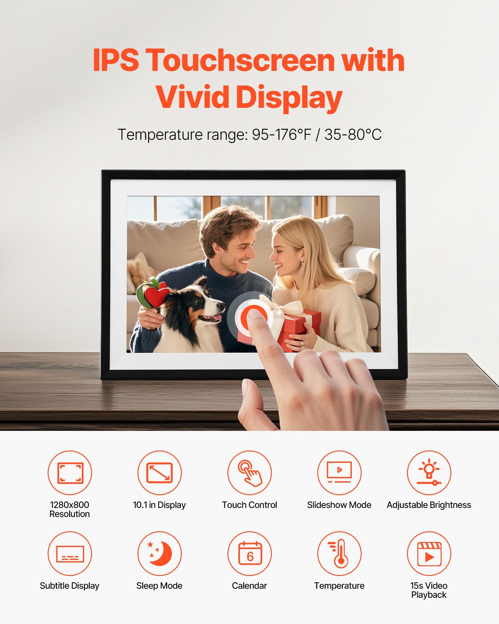 260mm Digital Picture Frames 2-PK 1280x800 HD IPS Touch Screen 32GB Auto-Rotate