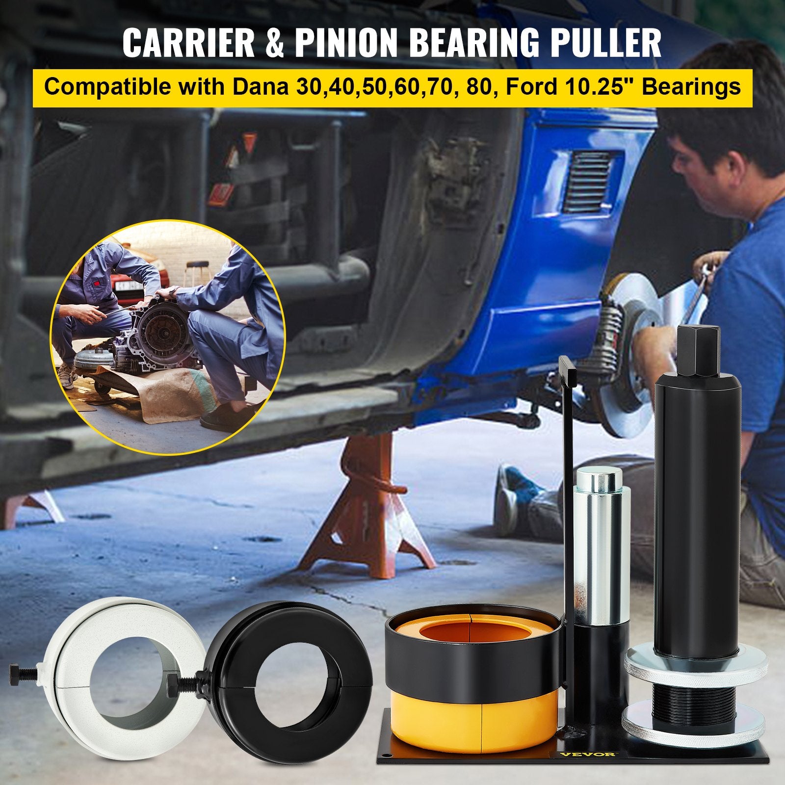 Carrier & Pinion Bearing Puller Dana 30-80 Ford 10.25" 3 Clamshells 45# Steel