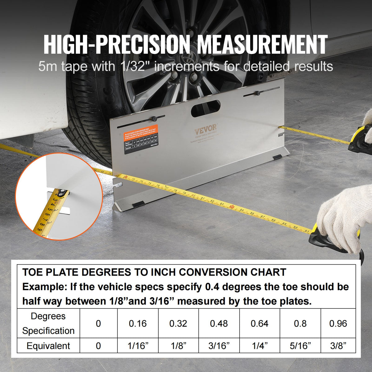 Wheel Alignment Tool 2-Pack Toe Plates Stainless Steel Magnetic Measuring Kit