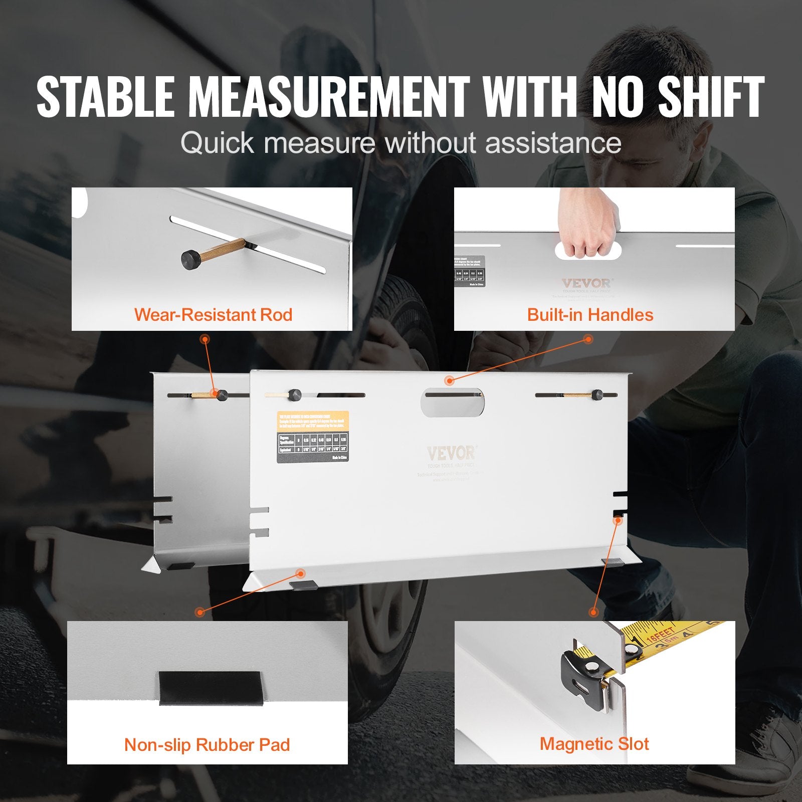 Wheel Alignment Tool 2-Pack Toe Plates Stainless Steel Magnetic Measuring Kit
