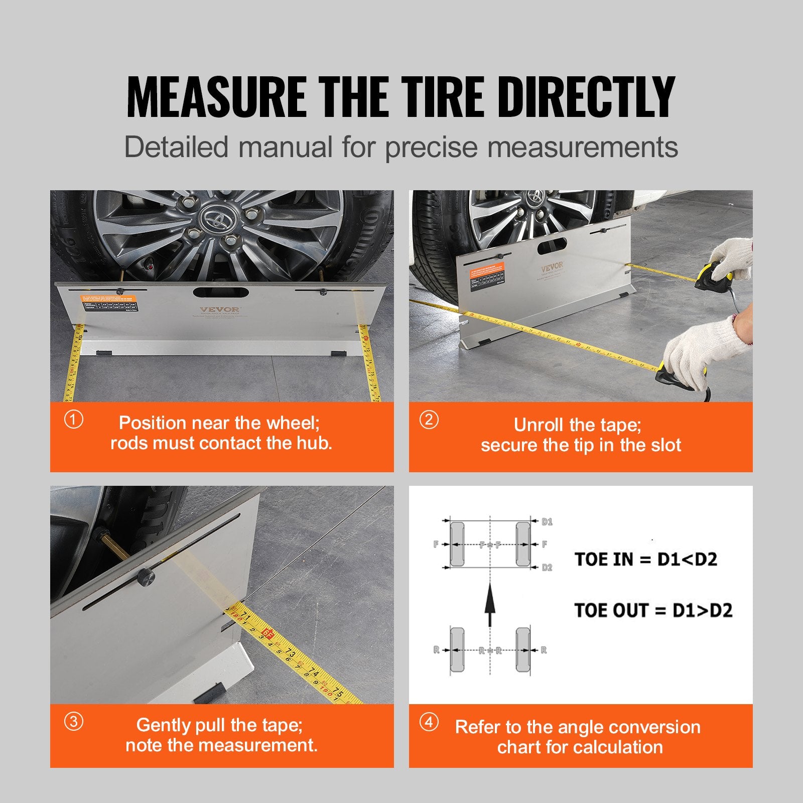 Wheel Alignment Tool 2-Pack Toe Plates Stainless Steel Magnetic Measuring Kit