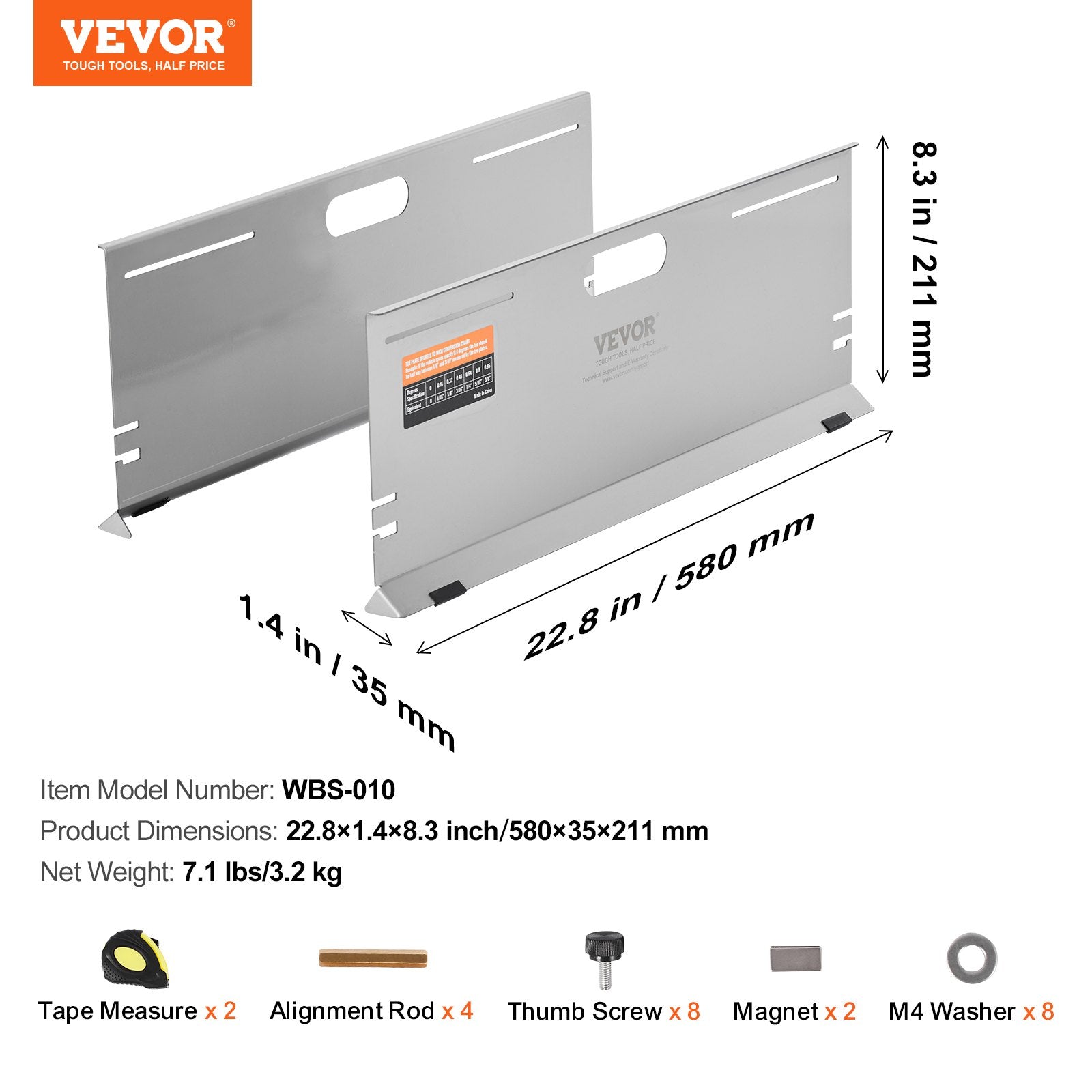 Wheel Alignment Tool 2-Pack Toe Plates Stainless Steel Magnetic Measuring Kit