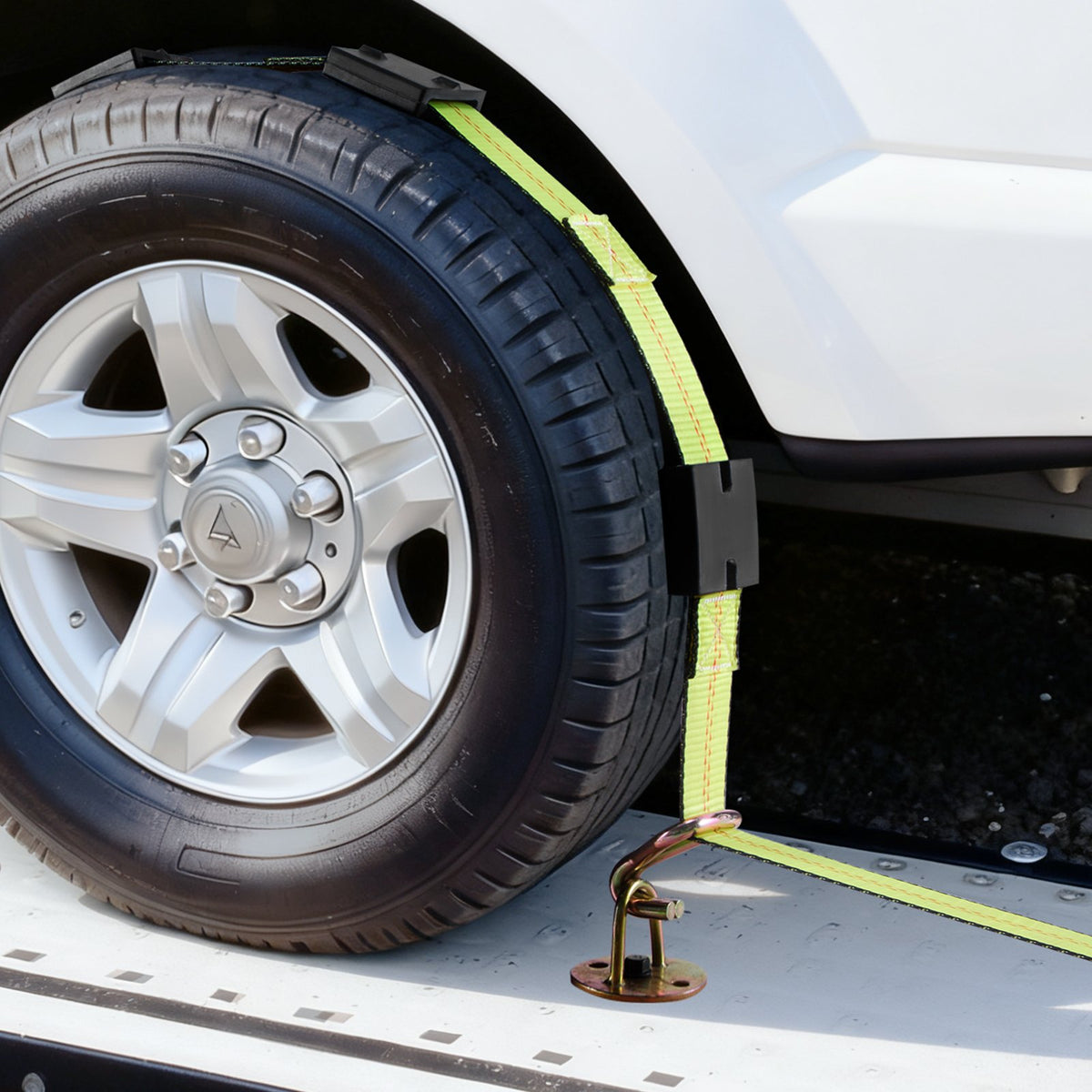 Wheel Chock Tie-Down Kit, DeckStyle Trailer Strap with J-Hook, 4540kg Break Load
