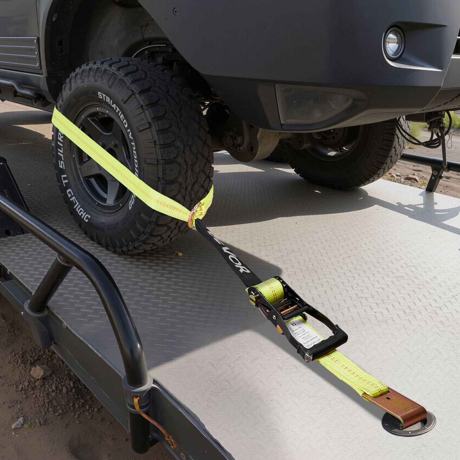 Wheel Chock Tie-Down Kit Motorcycle Tire Flat Hook 4540kg Break Load