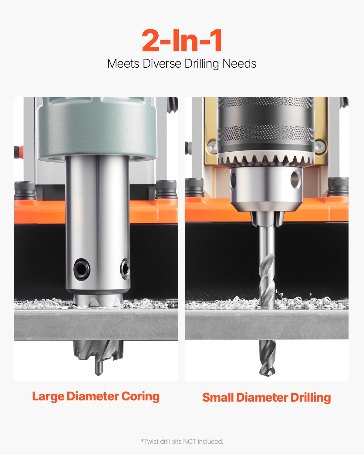 1550W Magnetic Drill Press 2 in Boring Diameter Variable Speed for Metal