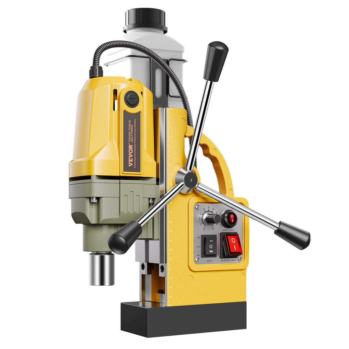 Magnetic Drill 1200W 1.6 Inch Boring Electric Mag Drill Press 2 Bits Yellow