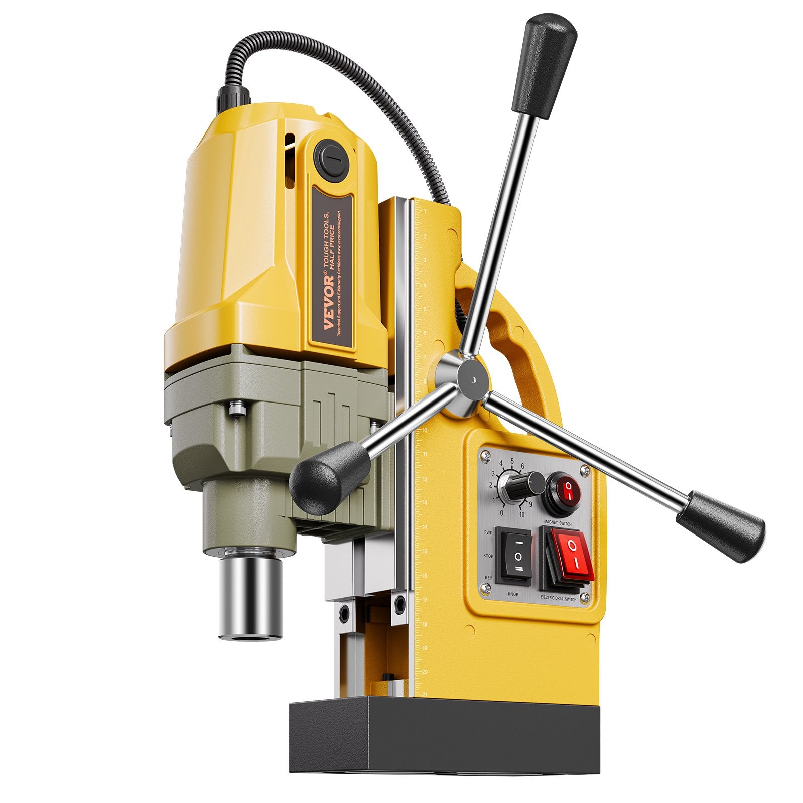 Magnetic Drill 1200W 1.6 Inch Boring Electric Mag Drill Press 2 Bits Yellow