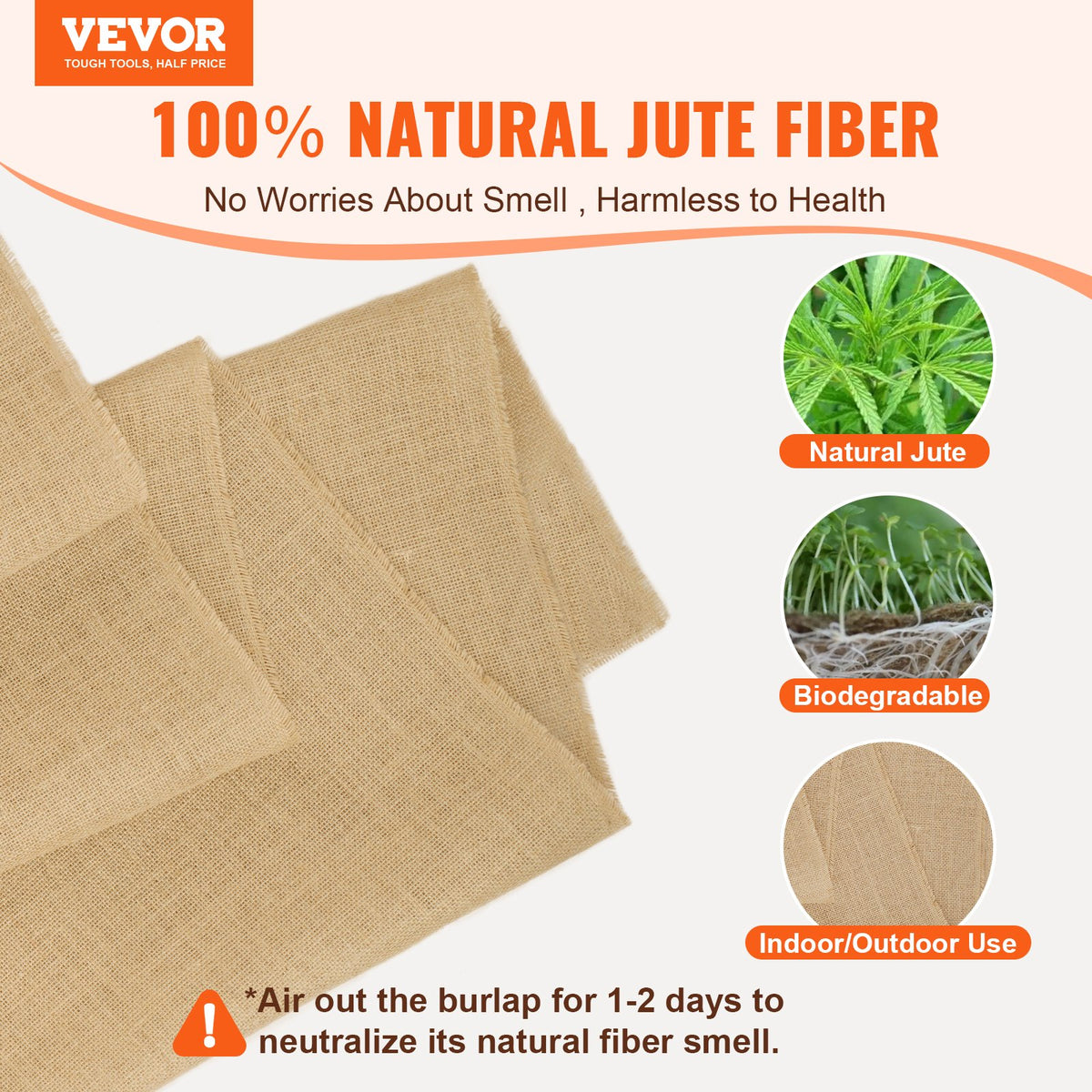 Burlap Fabric Roll 1016mm x 22.86m 50x50 Natural Jute Crafts Decor Gardening