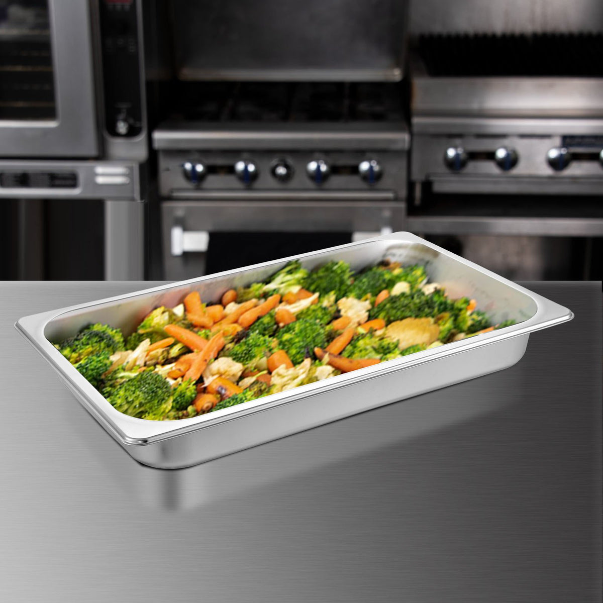 6-Pack Full Size 2.5" Deep Stainless Steel Hotel Pans, 22 Gauge, Anti-Jam