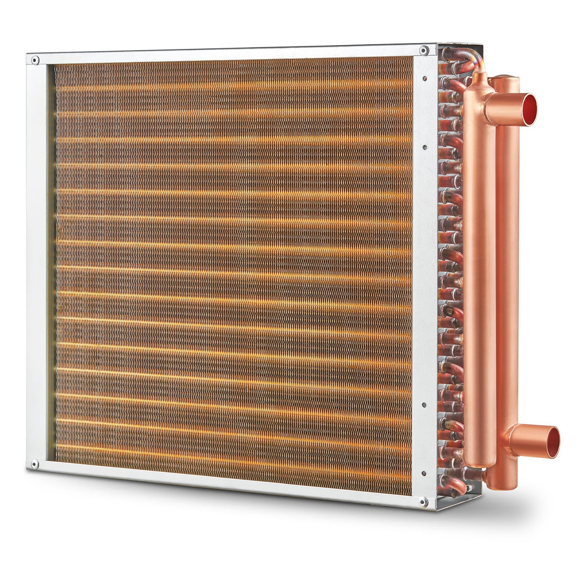 Heat Exchanger Water to Air 16x16in 3-Row Copper Ports Aluminum Fins