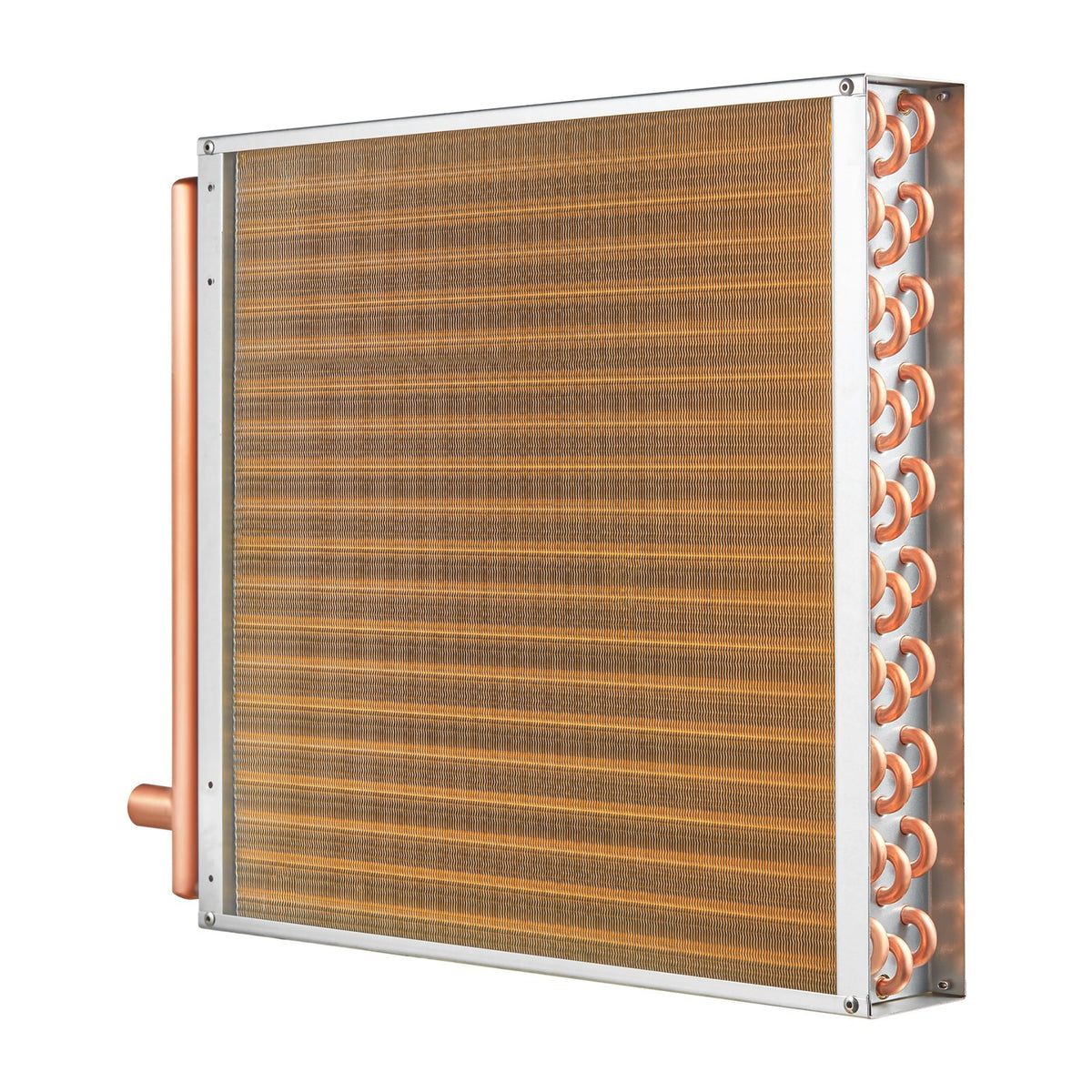 Heat Exchanger Water to Air 20x20in 3-Row Copper Ports Aluminum Fins