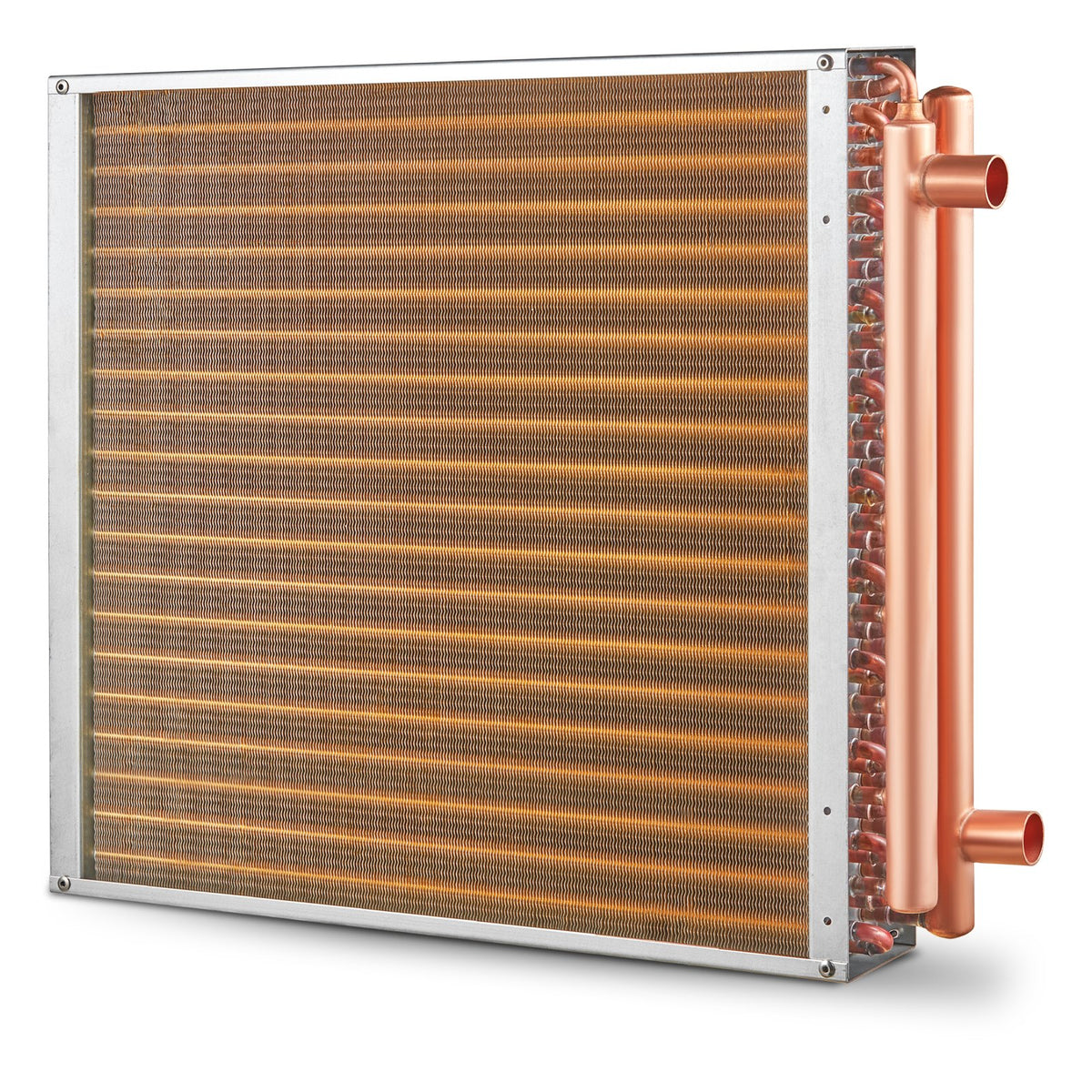Heat Exchanger Water to Air 20x20in 3-Row Copper Ports Aluminum Fins