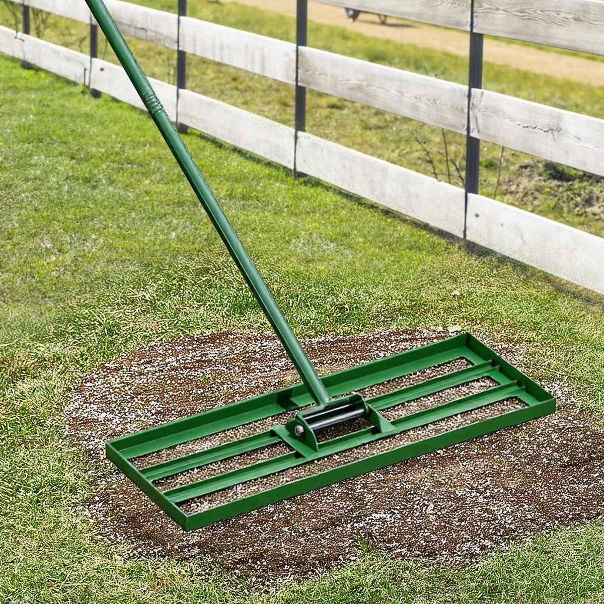 Lawn Leveling Rake 30x10" Tool with 78" Steel Extended Handle
