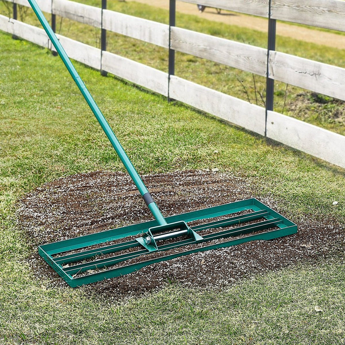 Lawn Leveling Rake 30"x10" Heavy-Duty with 78" Steel Handle