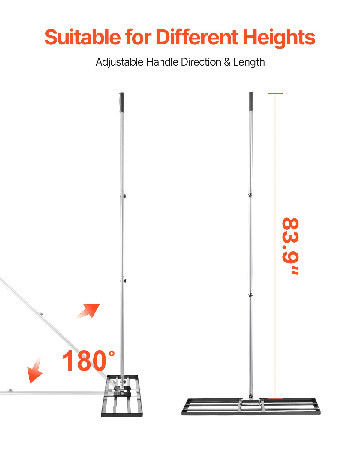 254 x 914 mm Lawn Leveling Rake 2130 mm Adjustable Handle for Yard Golf Court