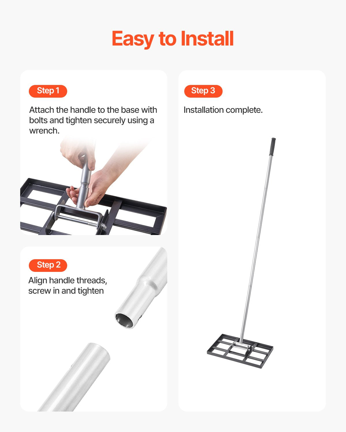 Lawn Leveling Rake w/ 78in Handle Adjustable Carbon Steel Lawn Leveler