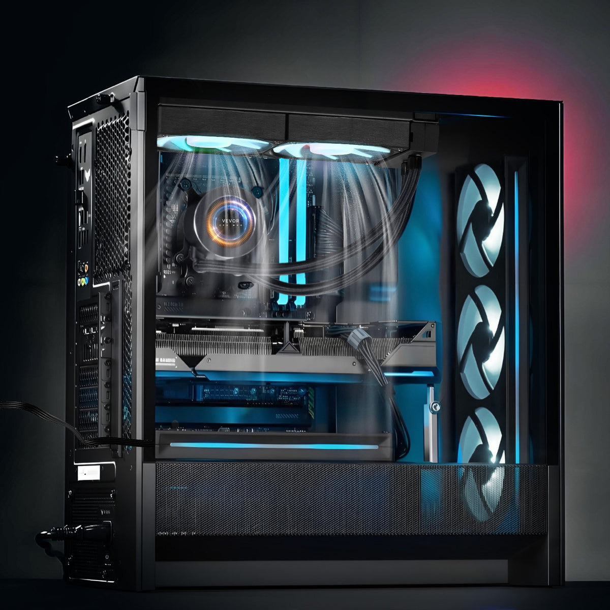 CPU Liquid Cooler AIO 120mm Fans with Pump, 2.1'' LCD ARGB Black for Intel & AMD